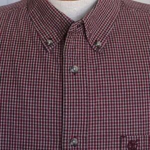 Timberland Button Down Shirt Mens Large Plaid Long sleeve Check Red Tan